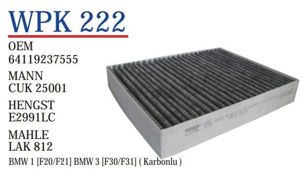 WUNDER WPK222 | Bmw F20-F30 Karbonlu Polen Filtresi | 9237555
