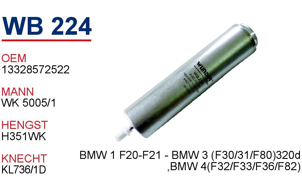 WUNDER WB 224 | BMW F20-F30 Mazot Filtresi | 7822497