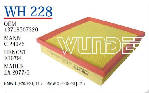 WUNDER WH228 | Bmw F20-F22-F30-F32-F36  Benzinli Hava filtresi | 8507320