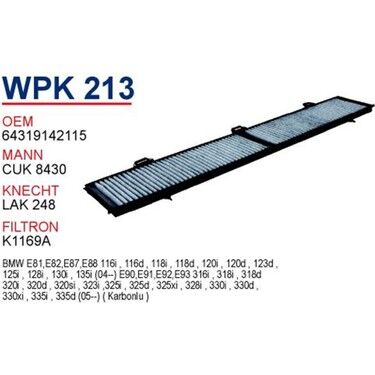WUNDER WPK213 | BMW E81-E87-E90-E92 Kasa Polen Filtresi | 6946628