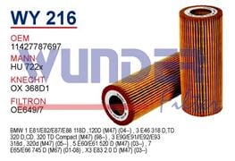 WUNDER WY216 | BMW E46-E87-E90 Kasa Yağ Filtresi | 7787697