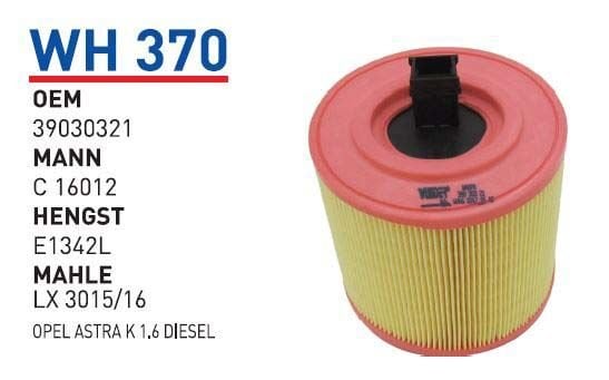WUNDER WH370 / Hava Filtresi Astra.K (16-) 1.4-1.6