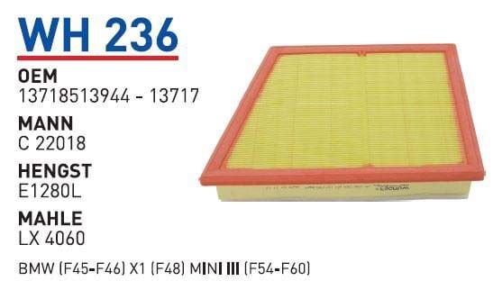 WUNDER WH236 | BMW F40-F45-F46 Hava Filtresi | 8513944