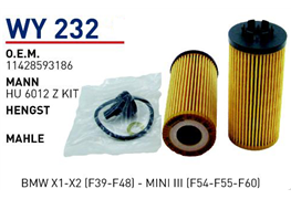 WUNDER WY232 | BMW F40-F45-F46 Yağ Filtresi | 8593186