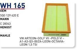 WUNDER WH165 | CUPRA LEON Hava Filtresi | 5Q0129620E