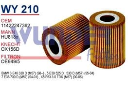 WUNDER WY210 | BMW 3 Serisi E46 M57 Yağ Filtresi | 2247392
