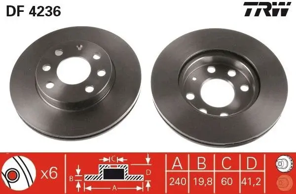 TRW DF4236 / Opel Corsa C 1.0 / 1.2 Havalı Ön Fren Diski Hava Kanallı