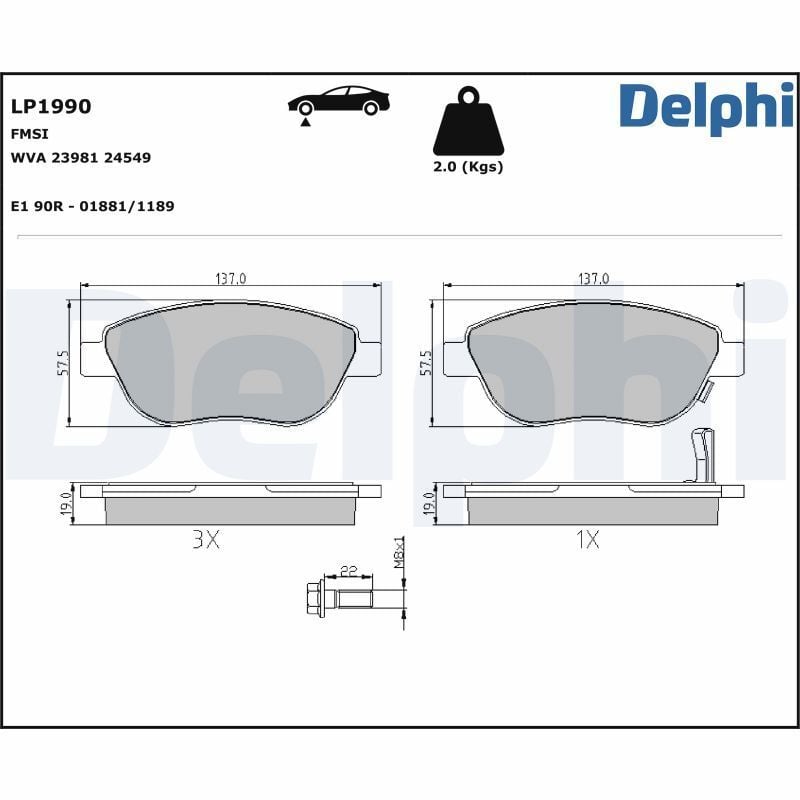 DELPHI LP1990 | Opel Corsa D 1.3 Dizel 90 Beygir Büyük Tip Fren Balatası