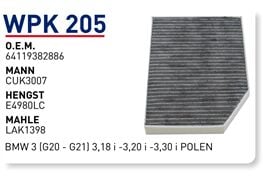 WUNDER WPK205| BMW 3 Serisi G20 Karbonlu Polen Filtresi | 9382886