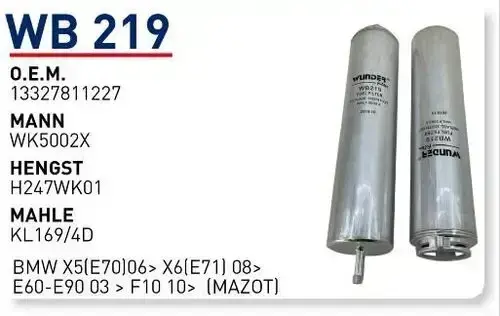 WUNDER WB219 | BMW X5 E70-F15 Mazot Filtresi | 7811227