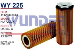WUNDER WY225 | BMW X6 E71 30DX-40DX Yağ Filtresi | 7808443